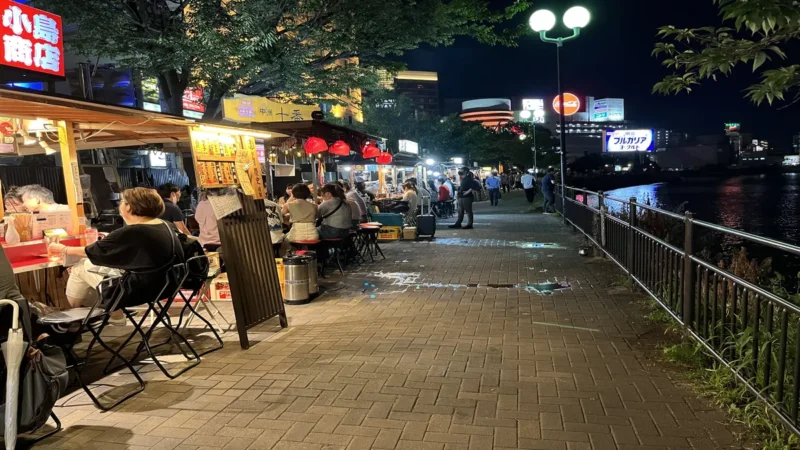 Stalls serving food in Fukuoka