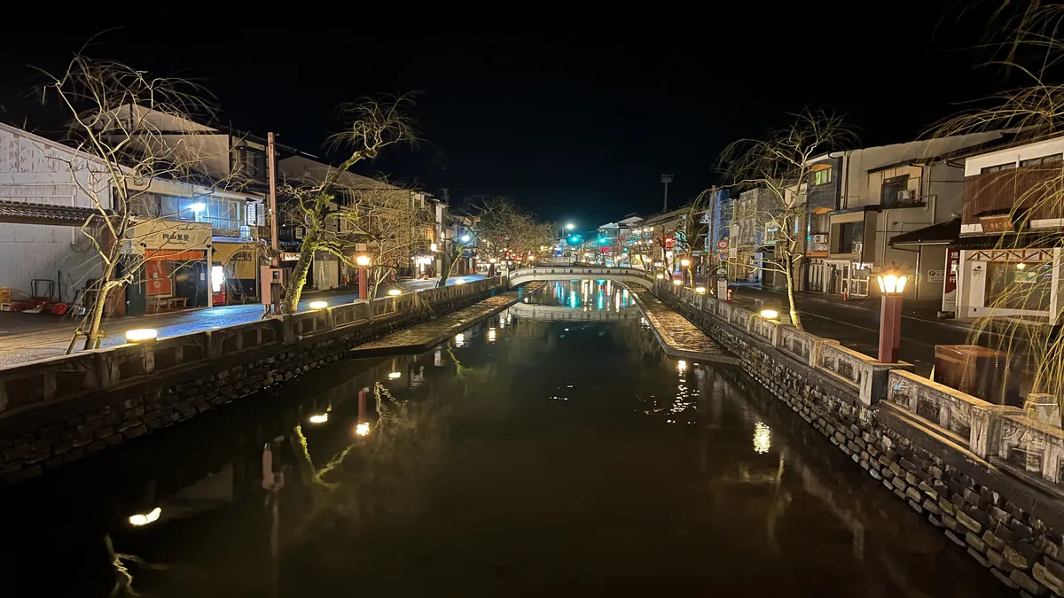 kinosaki onsen main street at night