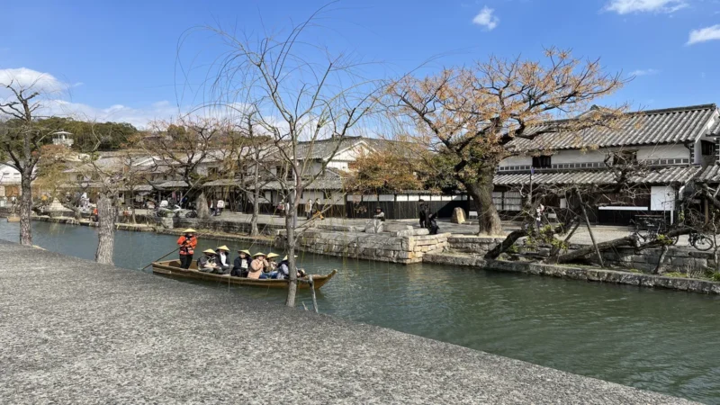 a boat in a canal in Kurashiki